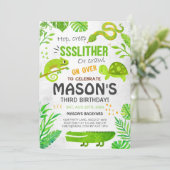 男の子の爬虫類動物の誕生日 招待状 (スタンド正面)