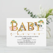 男の子の牧場の動物の言葉のベビーシャワー招待状 招待状 (スタンド正面)