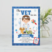 男の子の獣医の誕生日パーティー招待状 招待状 (スタンド正面)