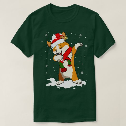 男の子の男の子犬のためのクリスマスダビングコルギサンタハット Tシャツ (デザイン正面)
