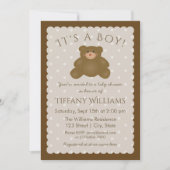 男の子の白熊エレガント赤ちゃんシャワー 招待状 (正面)