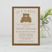 男の子の白熊エレガント赤ちゃんシャワー 招待状 (スタンド正面)