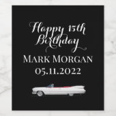 男の子の白黒のための幸せな15th誕生日のギフトアイディア ワインラベル (シングルラベル)