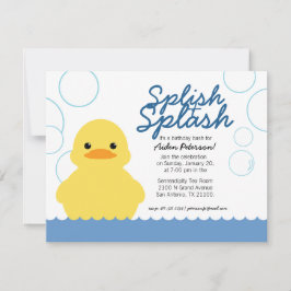 男の子の皆さんゴムダッキー（アヒルちゃん）の誕生日パーティー 招待状