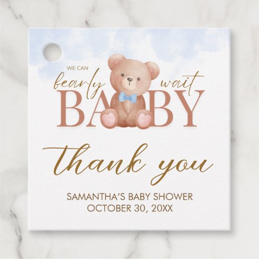 男の子の私たちは赤ちゃんのシャワー広場を待つことができる フェイバータグ (正面)