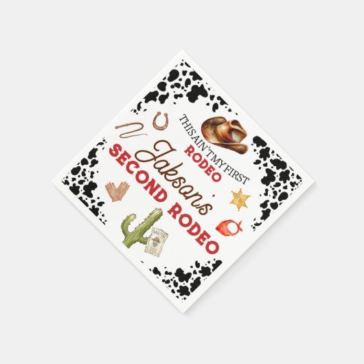 男の子の私の2番目のロデオカウボーイ2番目の誕生日 スタンダードカクテルナプキン (角)