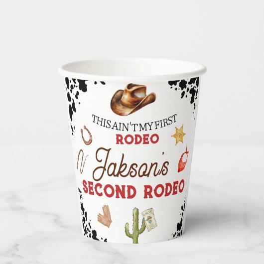 男の子の私の2番目のロデオカウボーイ2番目の誕生日 紙コップ (裏面)