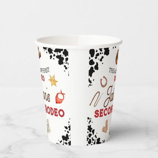 男の子の私の2番目のロデオカウボーイ2番目の誕生日 紙コップ (左)