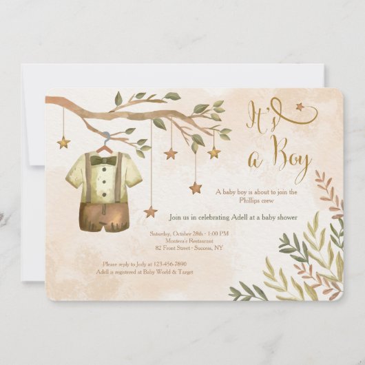 男の子の秋のベビーシャワー招待状 招待状 (正面)