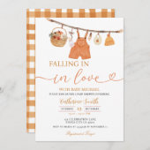 男の子の秋の衣類ライン秋のベビーシャワー招待状 招待状 (正面/裏面)