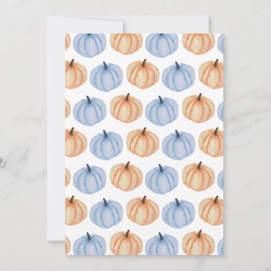男の子の秋素朴ボウカボチャ赤ちゃんシャワー 招待状 (裏面)