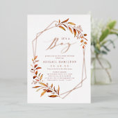 男の子の秋緑の幾何学的な赤ちゃんシャワー 箔招待状 (立ち正面)