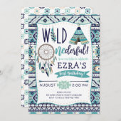 男の子の種族の矢の野生の最初誕生日の招待状 招待状 (正面/裏面)