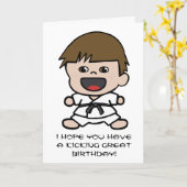 男の子の空手のバースデー・カード カード (黄色い花)