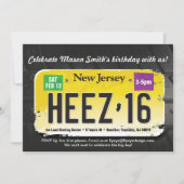 男の子の第16誕生日のニュージャージー免許証の招待状 招待状 (正面)