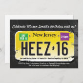男の子の第16誕生日のニュージャージー免許証の招待状 招待状 (正面/裏面)