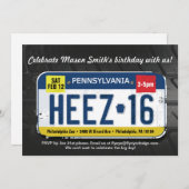 男の子の第16誕生日のペンシルバニア免許証Invitatio 招待状 (正面/裏面)