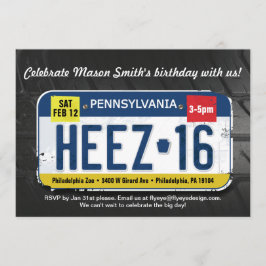 男の子の第16誕生日のペンシルバニア免許証Invitatio 招待状