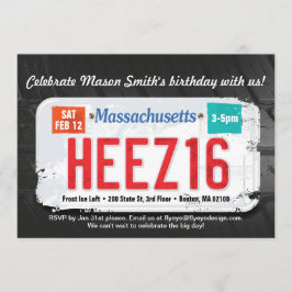 男の子の第16誕生日マサチューセッツ招待状 招待状