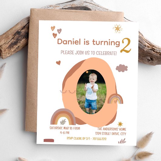 男の子の第2の誕生日カードの招待状（写真あり）