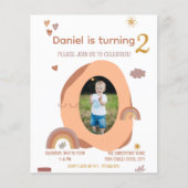 男の子の第2の誕生日カードの招待状（写真あり） (正面)