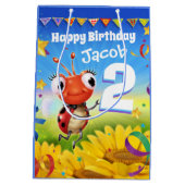 男の子の第2誕生日のためのカスタムなギフトバッグ-てんとう虫 ミディアムペーパーバッグ (裏面)