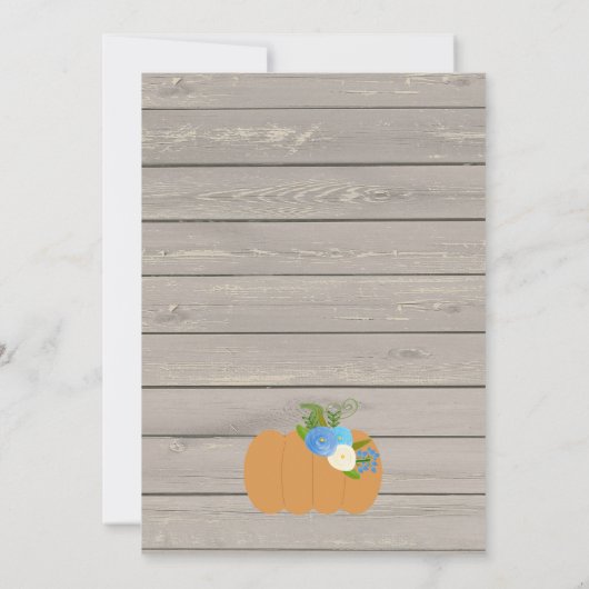 男の子の素朴なカボチャ第1誕生日のパーティの招待状 招待状 (裏面)