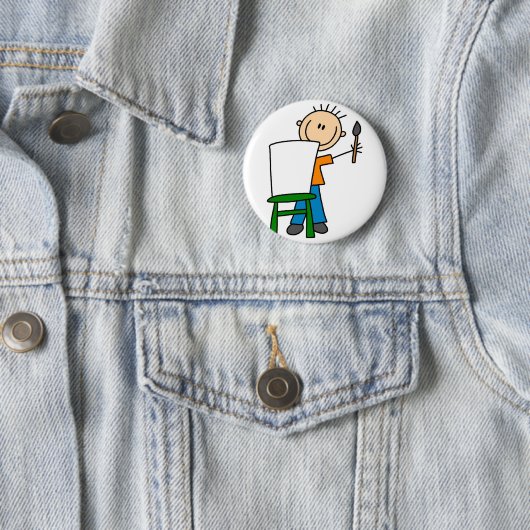 男の子の絵画の棒の姿ボタン 缶バッジ (インサイチュ)
