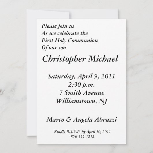 男の子の聖餐 招待状 (裏面)