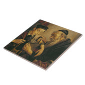 男の子の腕に聖句箱を結んでいるラビ タイル (側面)