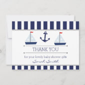 男の子の航海のなベビーシャワーの平らなサンキューカード サンキューカード (正面)