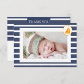 男の子の航海のな洗礼は写真の平らなカード感謝していしています サンキューカード (正面/裏面)