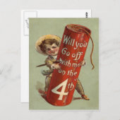 男の子の花火花火の試合 ポストカード (正面/裏面)