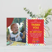 男の子の虹の誕生日お礼カード 招待状 (スタンド正面)