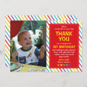 男の子の虹の誕生日お礼カード 招待状 (正面/裏面)