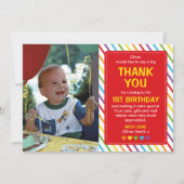 男の子の虹の誕生日のサンキューカード 招待状 (正面)