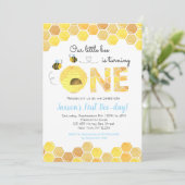 男の子の蜂の最初の1歳の誕生日パーティーの招待状 招待状 (スタンド正面)