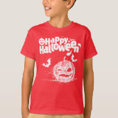 男の子の衣装のための面白いハロウィーンカボチャ顔 Tシャツ (正面)