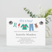 男の子の衣類ラインおむつ歓迎会 招待状 (スタンド正面)