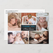 男の子の誕生お知らせ感謝フォトコラージュ ポストカード (正面/裏面)