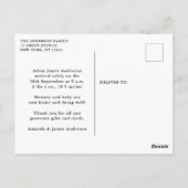 男の子の誕生お知らせ感謝フォトコラージュ ポストカード (裏面)