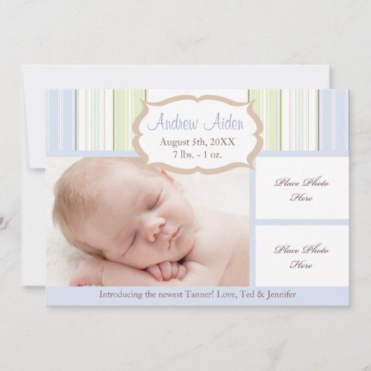 男の子の誕生のお知らせ 案内状 (正面)