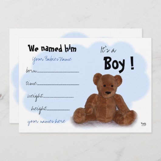 『男の子の誕生のお知らせ』 案内状 (正面/裏面)