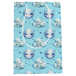 男の子の誕生の発表 ミディアムペーパーバッグ