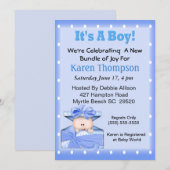 男の子の誕生を祝う  ベイビーシャワーの招待状 招待状 (正面/裏面)