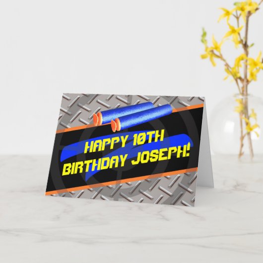 男の子の誕生会の投げ矢戦争レーザーのラベルの泡の装飾 カード (黄色い花)