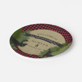 男の子の誕生会の素朴な狩りのシカの枝角の木 ペーパープレート (アングル)