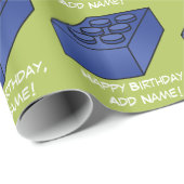 男の子の誕生会-ポップアートの煉瓦パターン ラッピングペーパー (ロールコーナー)