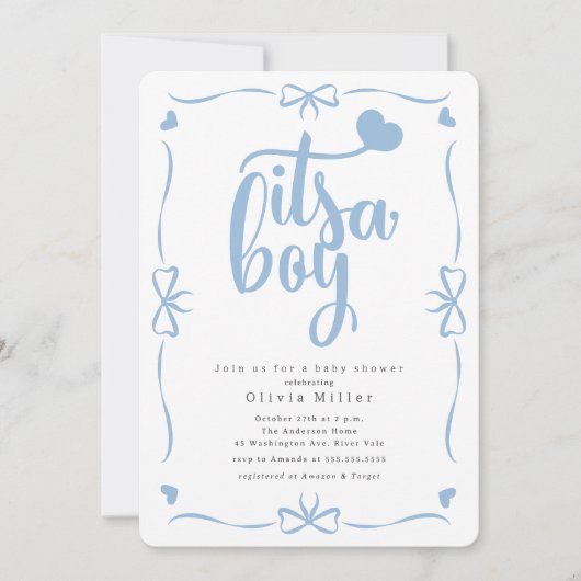 男の子の誕生会 招待状 (正面)