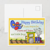 男の子の誕生日に!飛行機と汽車 ポストカード (正面/裏面)
